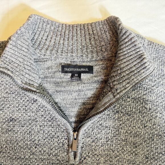 Tricots St. Raphael Men’s Gray 100% Cotton Quarter Zip Sweater Pullover Knit 3X - Picture 3 of 14